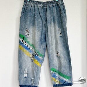 Paint-Splash Distressed Jeans – Relaxed Fit / Artsy Streetwear Style, Oversized